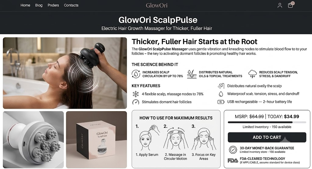GlowOri ScalpPulse — Electric Hair Growth Massager
